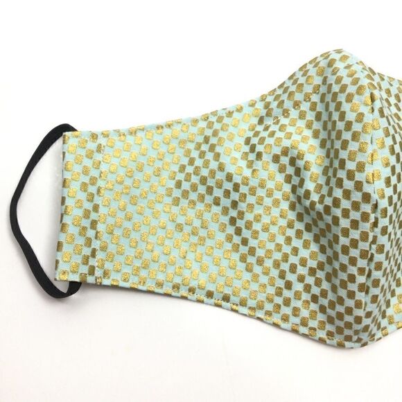 2/$15 - Green Mask, Mint Green, Gold Squares, Face Mask, Filti Filter - Picture 5 of 15